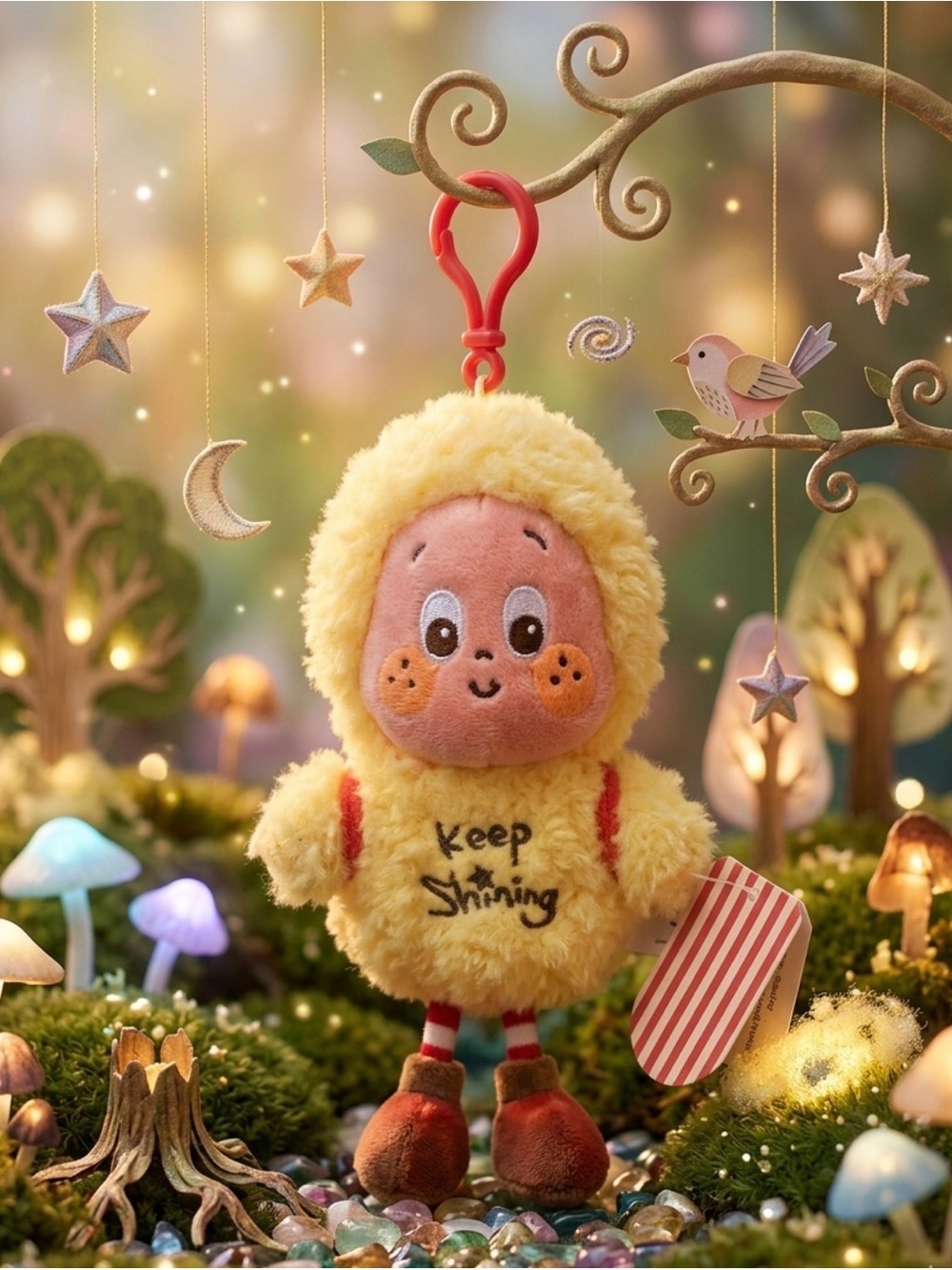 ✨ Keep Shining Twinkle Twinkle Sweet Dreams 😴 Yellow Plush Keychain Toy